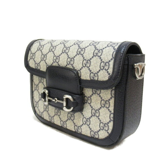 Gucci GG Supreme Horsebid Shoulder Bag Canvas Navy Blue - Picture 3 of 10